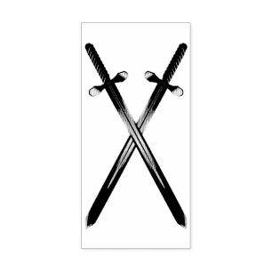Crossing Swords Vertical Rubber Stamp
