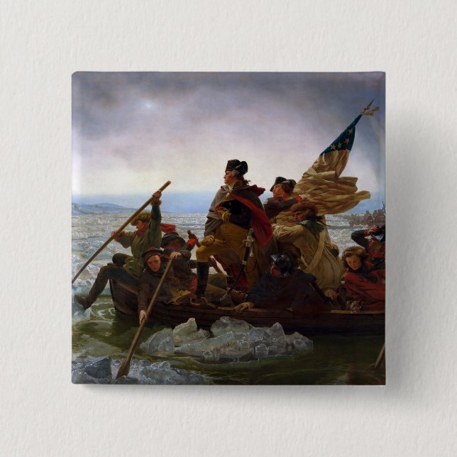 Crossing the Delaware River, George Washington 15 Cm Square Badge (Front)