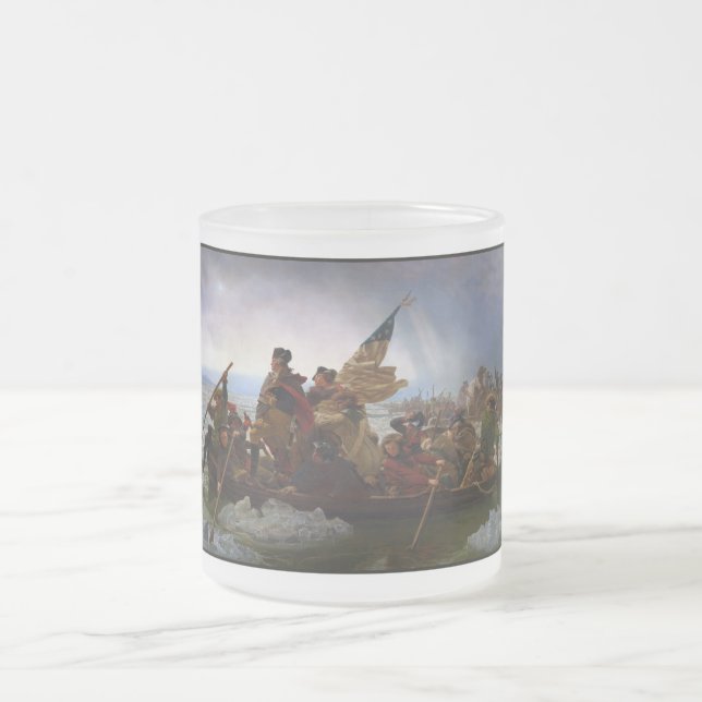 Crossing the Delaware River, George Washington Frosted Glass Coffee Mug (Center)