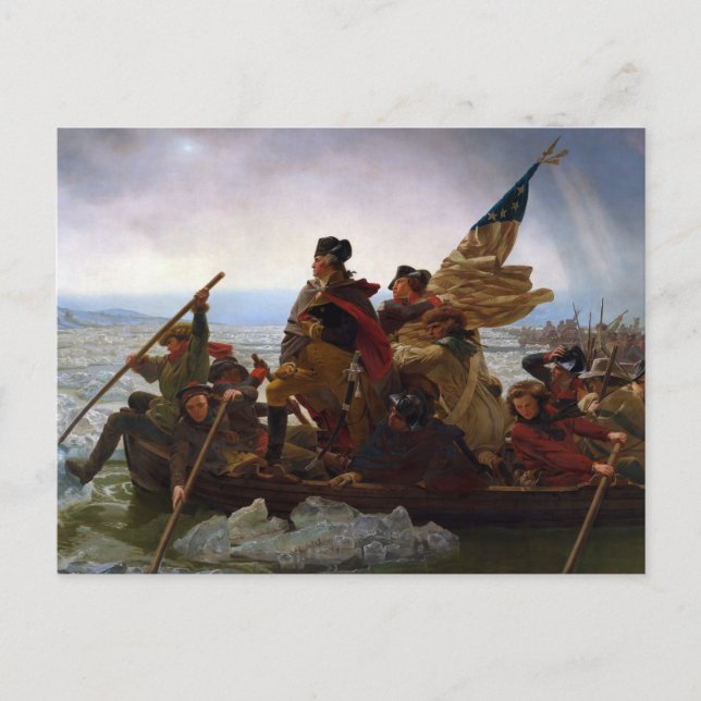 Crossing the Delaware River, George Washington Postcard (Front)