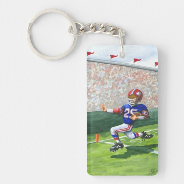 Crossing the Goal Line for a Touchdown Key Ring (Front)
