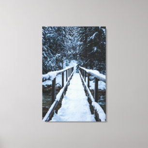 Crossing the river in winter canvas print