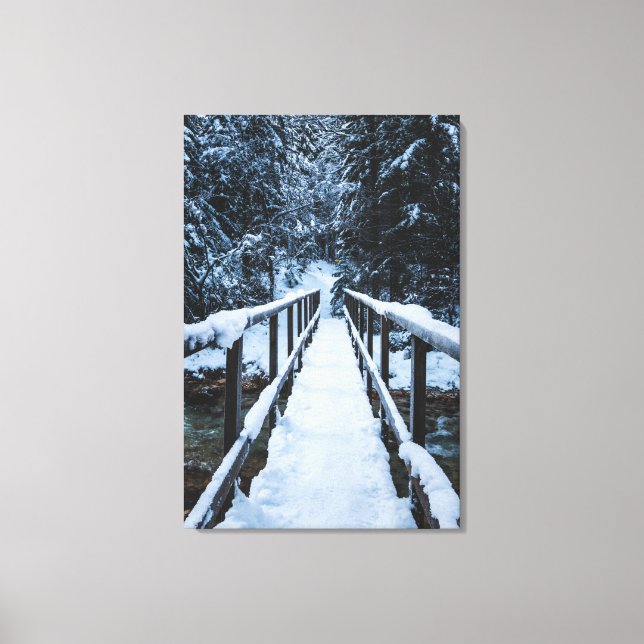 Crossing the river in winter canvas print (Front)