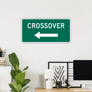 Crossover Road Sign Green Highway Style Direction
