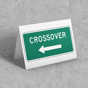 Crossover Road Sign Green Highway Style Direction Card