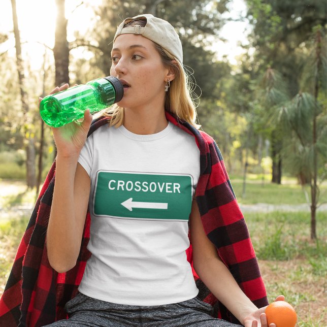 Crossover Road Sign Green Highway Style Direction T-Shirt (Creator Uploaded)