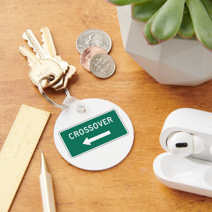 Crossover Road Sign Key Ring