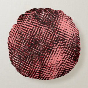 Crossrisks and snow in peach or salmon round cushion