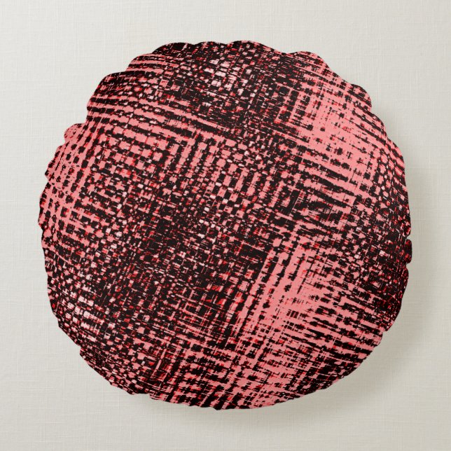 Crossrisks and snow in peach or salmon round cushion (Front)