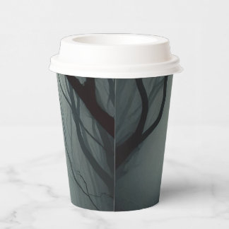 Crossroads in the Fog - Gloomy Forest Art Print Paper Cups