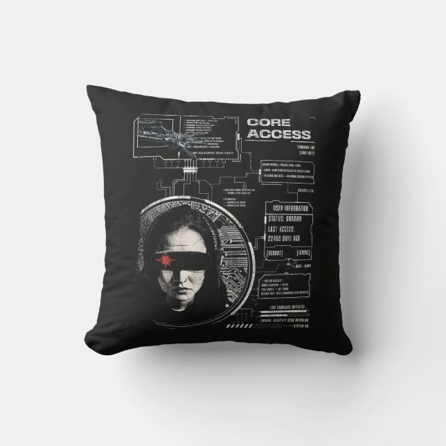 Crosswired - Techno-Brutalist Streetwear Design Cushion (Front)
