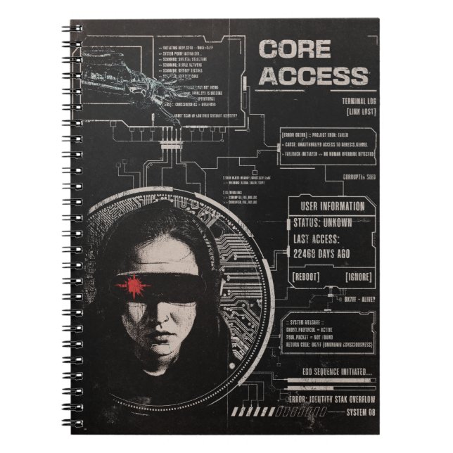 Crosswired - Techno-Brutalist Streetwear Design Notebook (Front)