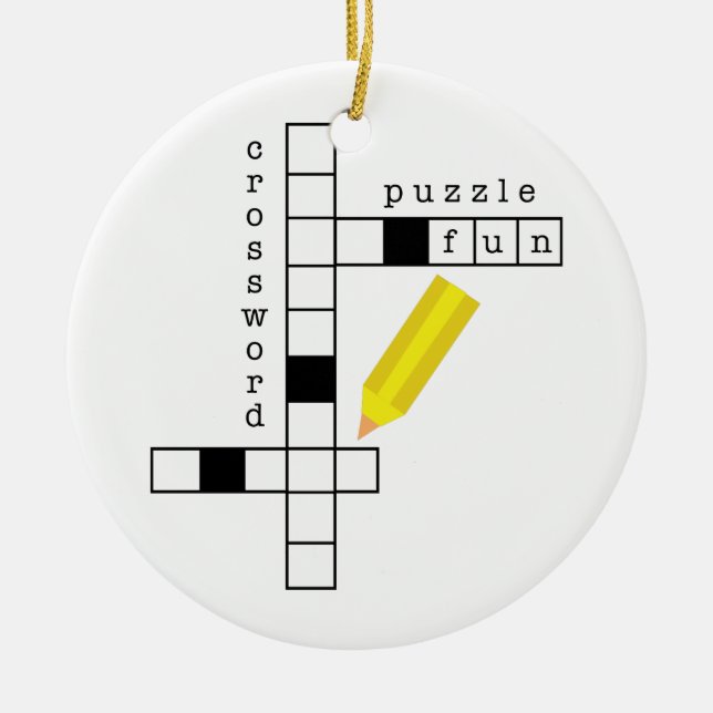 Crossword Fun Ceramic Tree Decoration (Front)