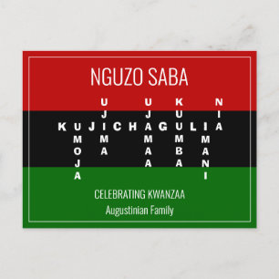 Crossword NGUZO SABA Kwanzaa Holiday Postcard
