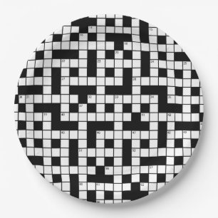 Crossword pattern paper plate