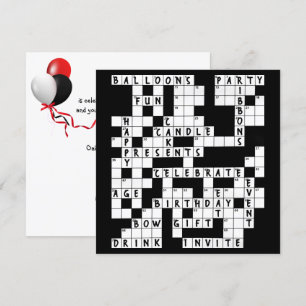 Crossword Puzzle Birthday Party Invite