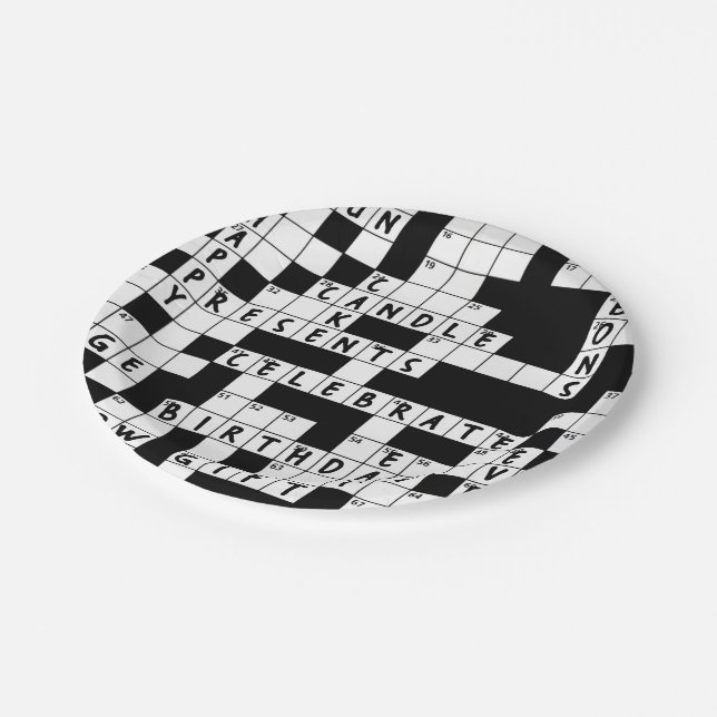crossword puzzle birthday party paper plate (Angled)