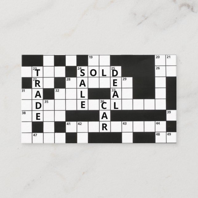 Crossword Puzzle Car Dealer Business Business Card (Front)