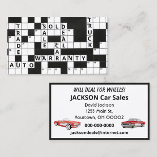 Crossword Puzzle Car Dealership Business Card