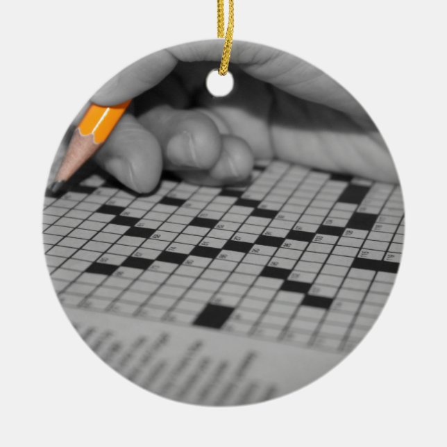 Crossword Puzzle Ceramic Tree Decoration (Front)