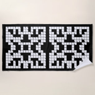 Crossword Puzzle Design Beach Towel