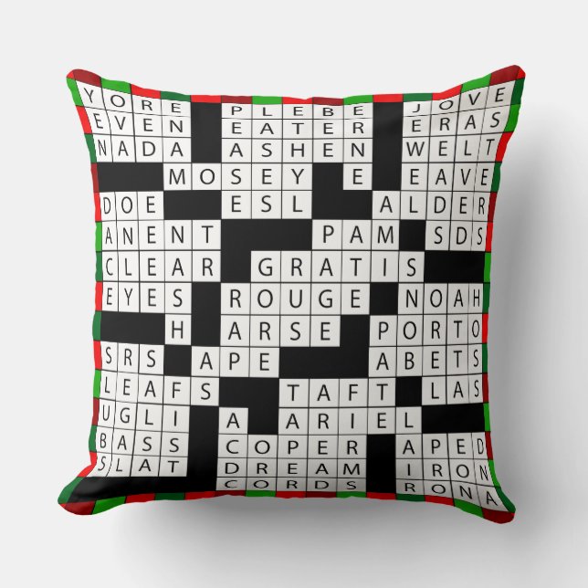 Crossword Puzzle Design on Throw Pillow (Front)