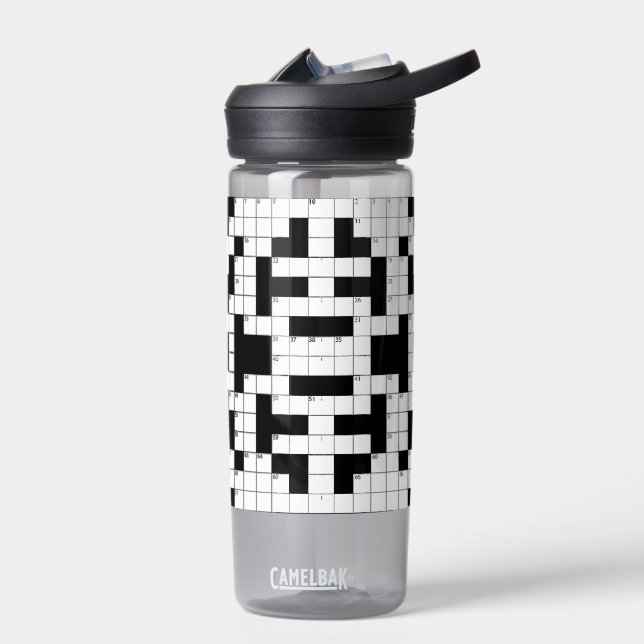 Crossword Puzzle Design Water Bottle (Left)
