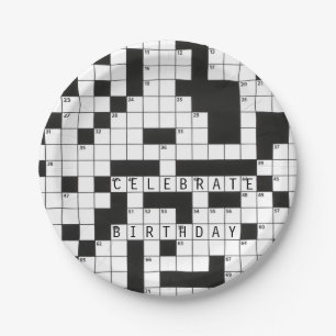 crossword puzzle for birthday celebration paper plate