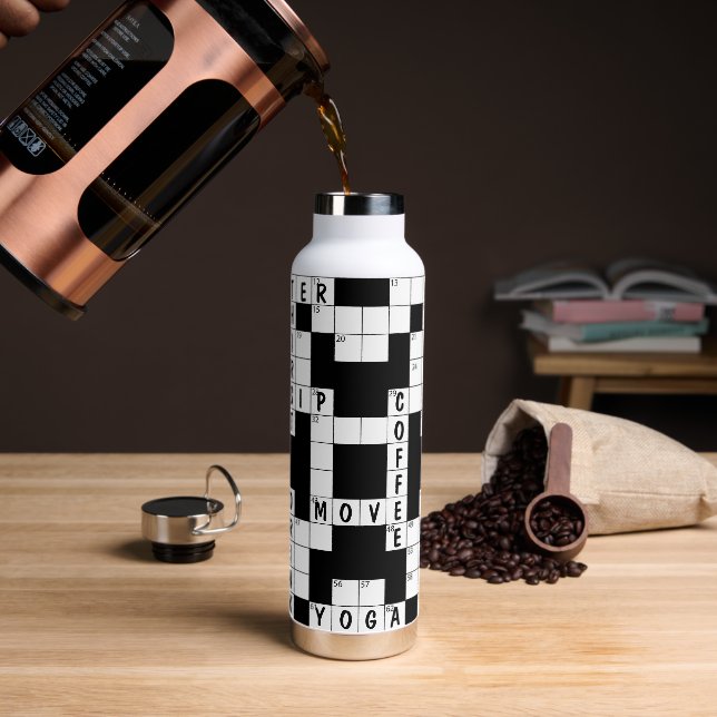 Crossword Puzzle For Sports Water Bottle (Coffee)