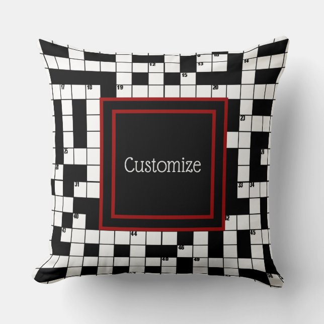 Crossword Puzzle Grid Pattern Throw Pillow (Front)