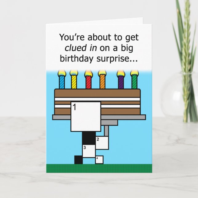 Crossword Puzzle Happy Birthday Card (9x9 Grid) (Front)