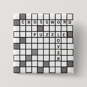 Crossword Puzzle Lover 15 Cm Square Badge
