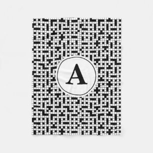 Crossword Puzzle Monogram Fleece Blanket