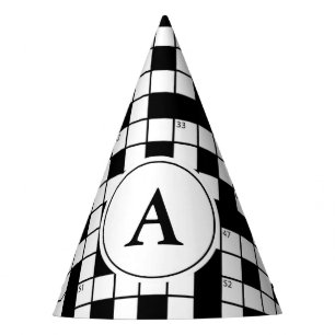 Crossword Puzzle Monogram Party Hat