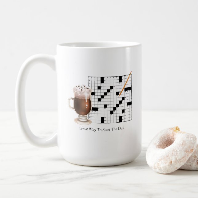 Crossword Puzzle Mug (With Donut)