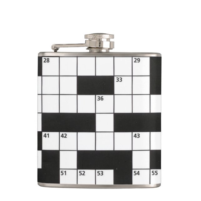 Crossword Puzzle Pattern Hip Flask (Front)