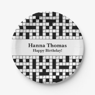 Crossword Puzzle Theme Birthday Paper Plate