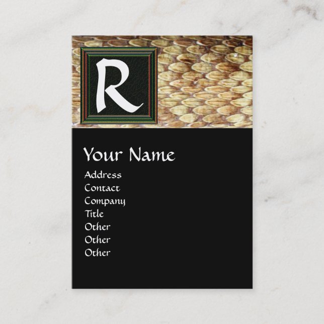 CROTALUS MONOGRAM ,bright bold brown black white Business Card (Front)