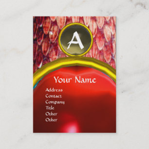CROTALUS MONOGRAM RUBY AGATA,bright bold red grey Business Card