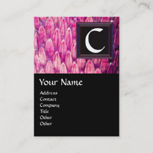 CROTALUS /PINK SNAKE SKIN BLACK SQUARE MONOGRAM BUSINESS CARD
