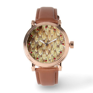 CROTALUS, PRINTED RATTLESNAKE SKIN Cream Brown  Watch