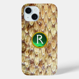 CROTALUS Printed Snake Skin Green Gem Monogram iPhone 15 Case