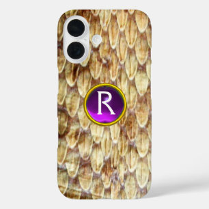 CROTALUS Printed Snake Skin Purple Gem Monogram iPhone 16 Case