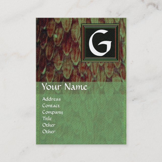 CROTALUS SQUARE  MONOGRAM, bold brown black green Business Card (Front)
