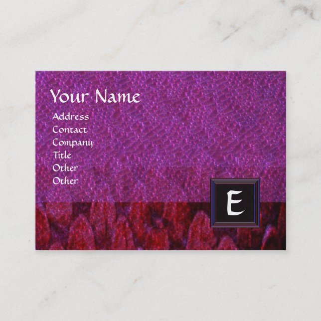 CROTALUS SQUARE MONOGRAM,bold purple black red Business Card (Front)