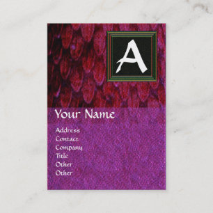 CROTALUS SQUARE MONOGRAM,bold purple black red Business Card