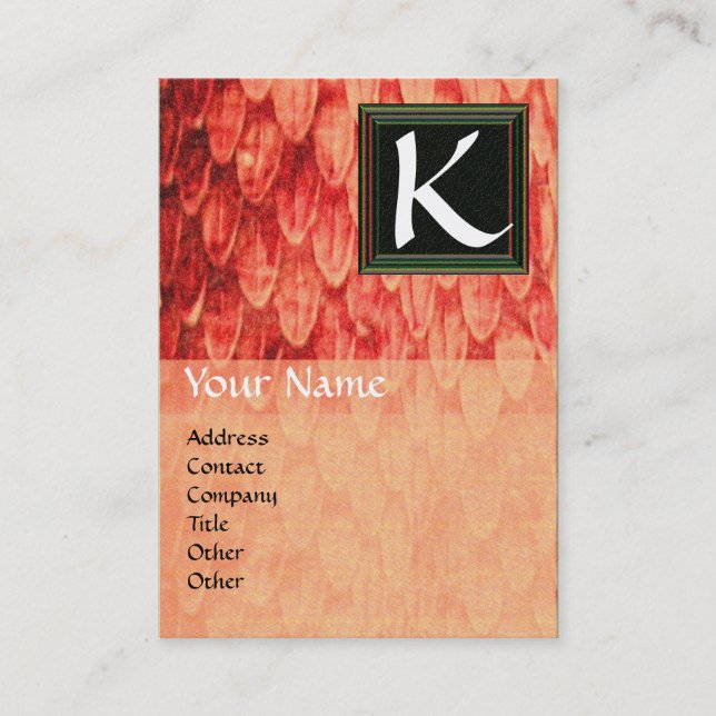 CROTALUS SQUARE MONOGRAM orange black white Business Card (Front)