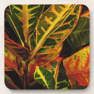 Croton Leaves Abstract Coaster