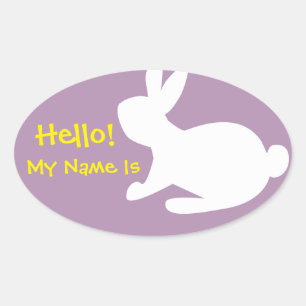Crouching Bunny Name Tag Stickers