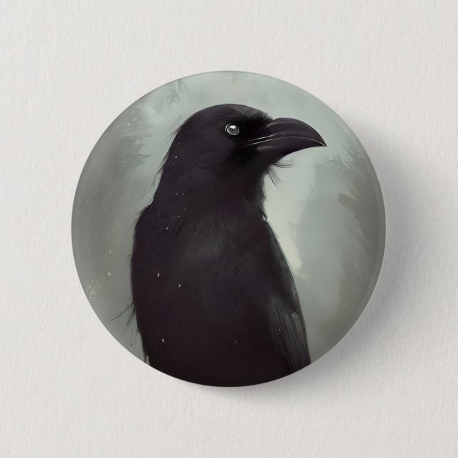 Crow 6 Cm Round Badge (Front)